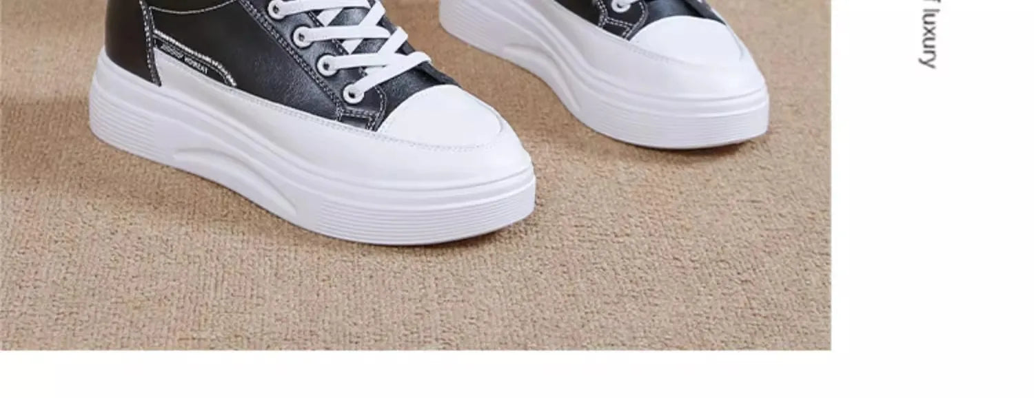 Womens 2026 Spring Summer White Platform Sneakers Inner Height Increasing Thick Sole Casual Breathable Sport Walking Shoes