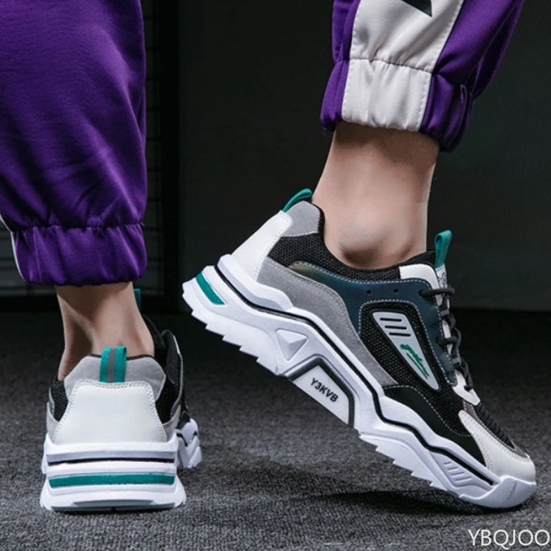 Men's shoes 2025 summer breathable mesh sports leisure teenagers heightening dad ins trendy shoes comfortable and handsome