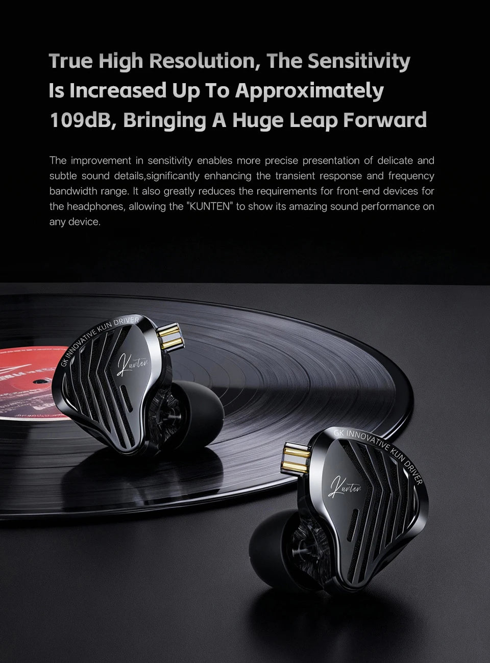 GK KUNTEN Dynamic Drive Headphones HIFI Heavy Bass Earbuds Sports Metal Headphones Detachable Headphones 2PIN KZ Zenith EDX