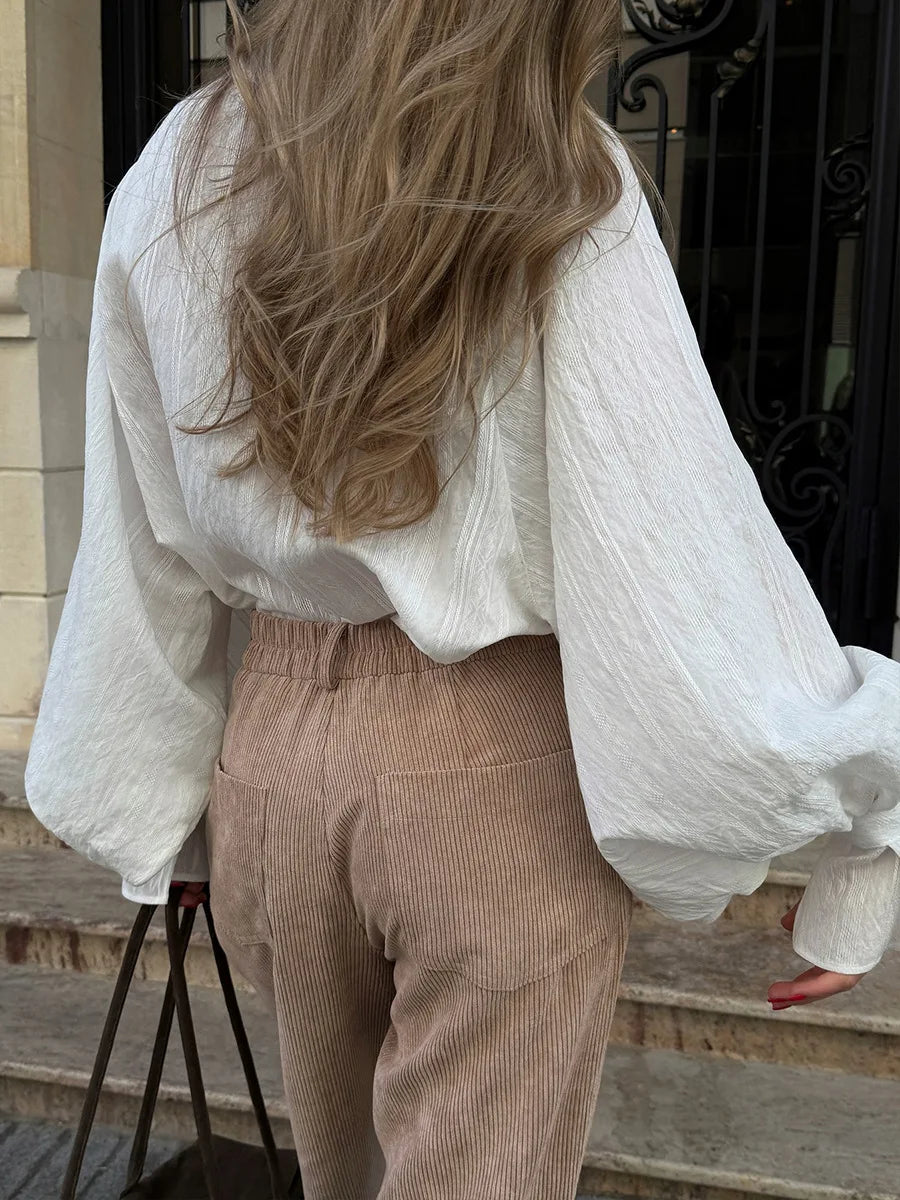 Bornladies Cotton Women's New Retro Wide Leg Pants Loose Fit Corduroy High Waist Trendy Autumn Winter Fashion Trousers