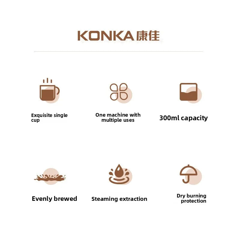 Konka Coffee Maker Compact Automatic American-style Drip Coffee Maker for Home and Office Use Portable Tea and Coffee Maker