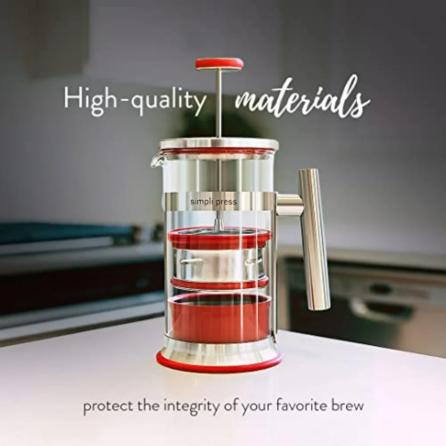 French Press Coffee Tea Maker - Easy Cleanup Customizable Smooth Coffee - Patented - Plastic-Free Premium Stainless Steel 34 oz