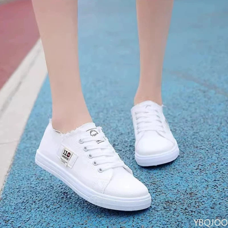 Ladies Versatile Canvas Shoes New Casual Comfort Shoes Student White Sports Flat Fashion Light Women's Sneakers Zapatos Mujer