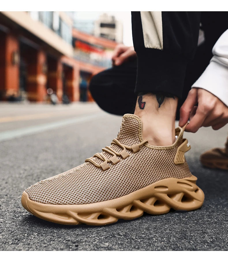 Summer Men Casual Sports Running Shoes Breathable Lightweight Sneakers Outdoor Mesh Black Athletic Jogging Tennis Walking Shoe