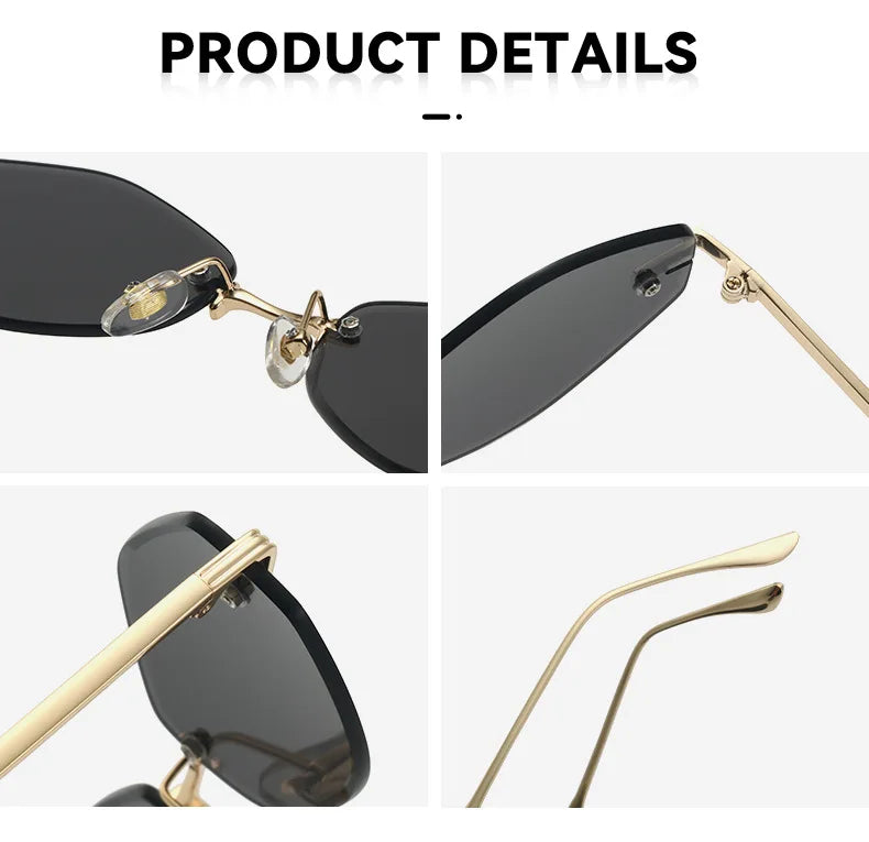 DDDLONG Retro Fashion Rimless Punk Y2k Sunglasses Women Men Sun Glasses Vintage UV400 Outdoor Shades D653