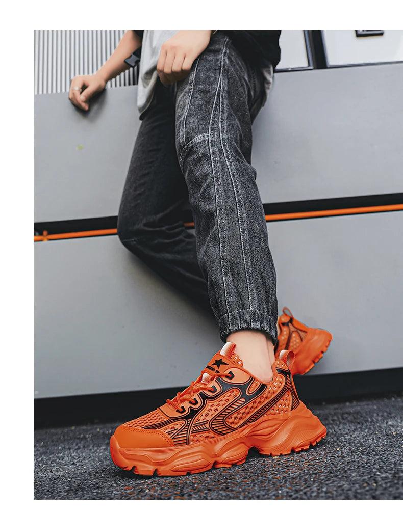 New Breathable Mesh Sports Shoes for Men in Summer, Trendy and Versatile Thick-soled Casual Running Shoes