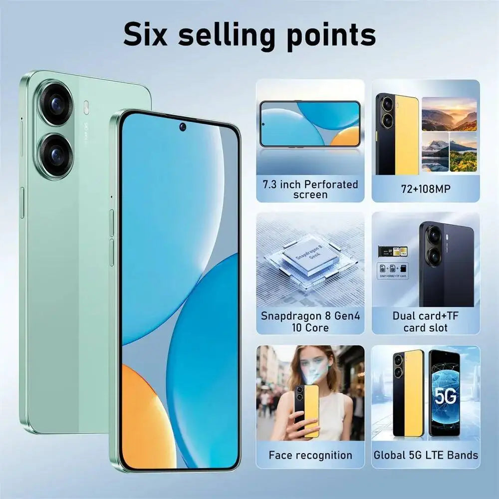 2026 Hot X7 Pro 7.3 Inch 7800Mah Battery Global Edition Original Smart Dual Card 22GB+2TB Android Facial Recognition Function