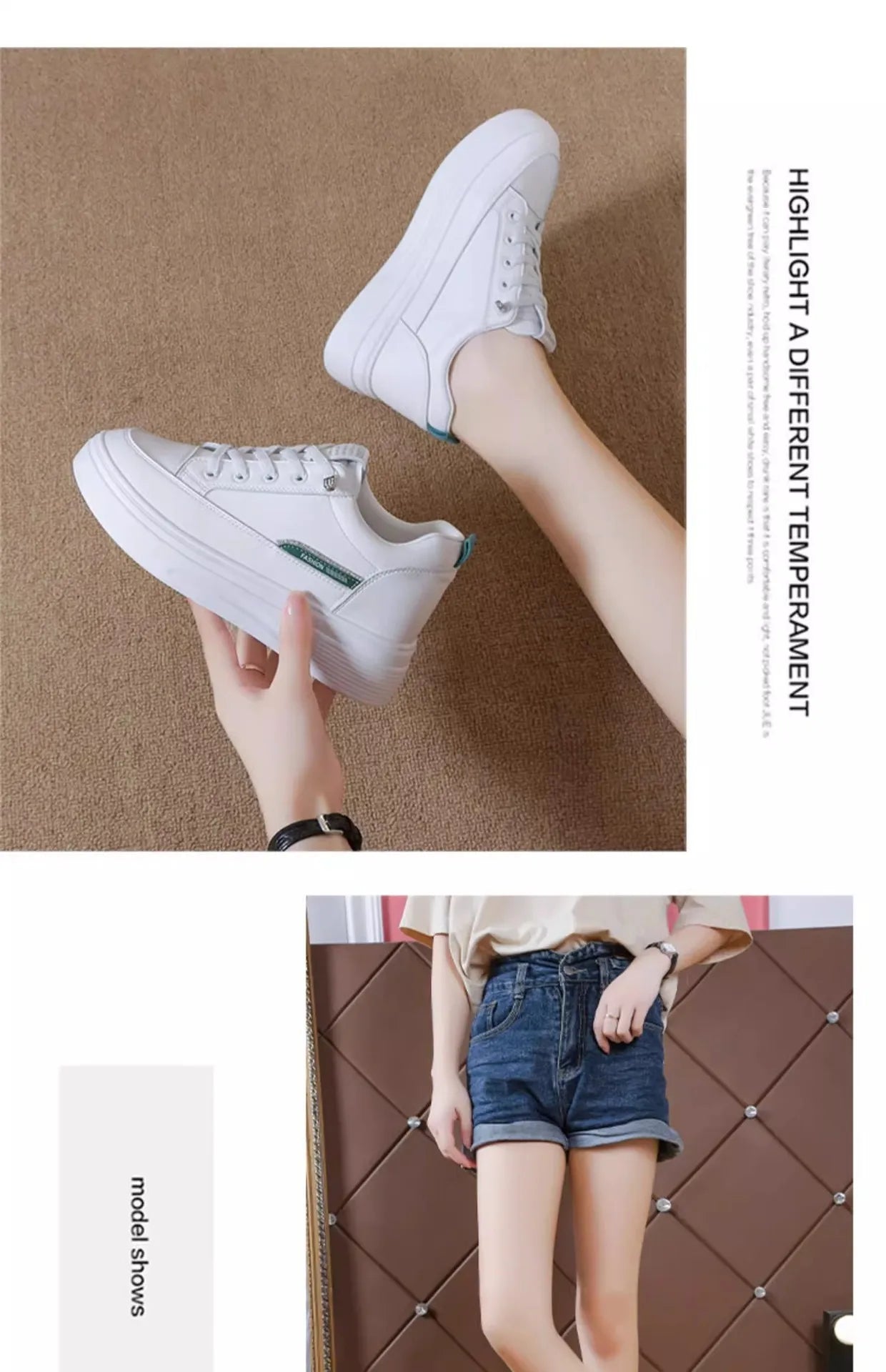 Womens 2026 Spring Summer White Platform Sneakers Inner Height Increasing Thick Sole Casual Breathable Sport Walking Shoes