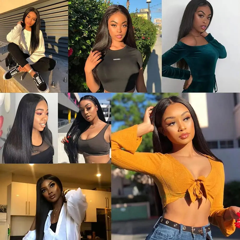 40 42 Inch 13x6 HD Transparent Bone Straight Lace Front Wigs 250% Brazilian Human Hair Wigs 5x5 Glueless Lace Closure Wigs