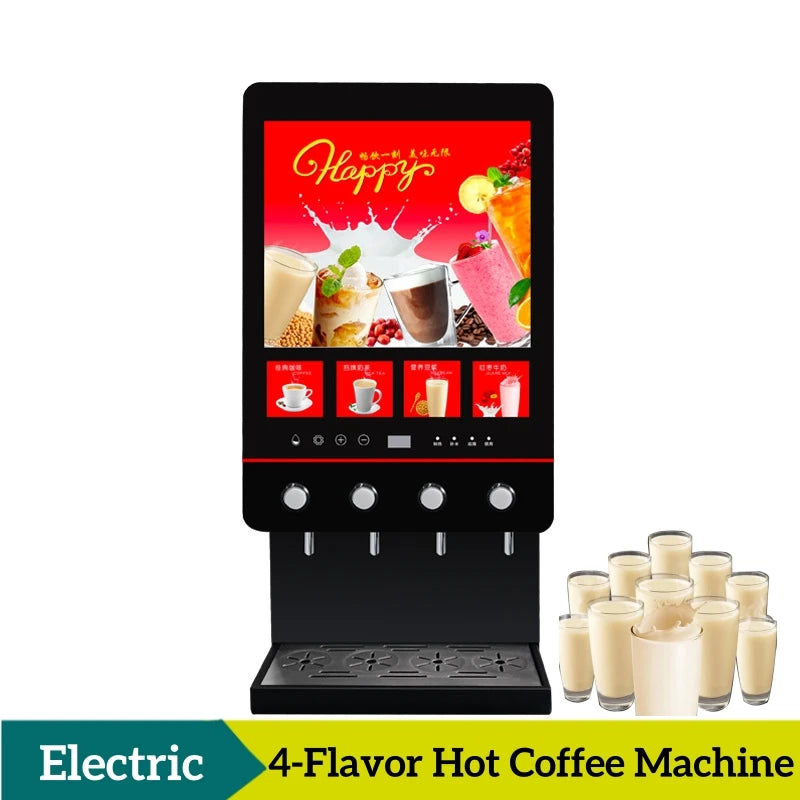 Electric 4-Flavor Hot Coffee Machine Instant Milk Tea Drink Maker Machine Four Flavors Beverage Coffee Machine Caffetteria