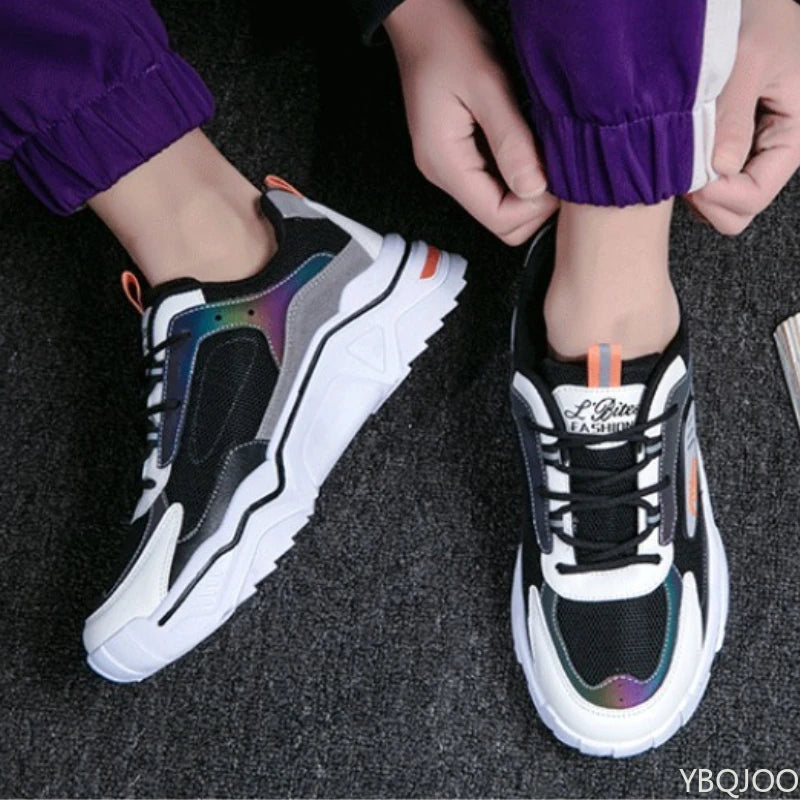 Men's shoes 2025 summer breathable mesh sports leisure teenagers heightening dad ins trendy shoes comfortable and handsome