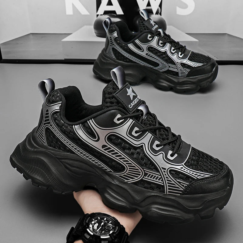 New Breathable Mesh Sports Shoes for Men in Summer, Trendy and Versatile Thick-soled Casual Running Shoes