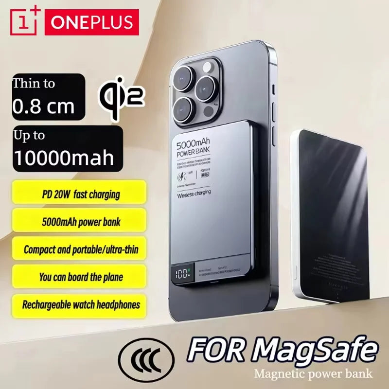 Oneplus 50000mah Magnetic Wireless Power Bank Digital Display Pd 22.5w Fast Charger External Battery For Magsafe For Iphone