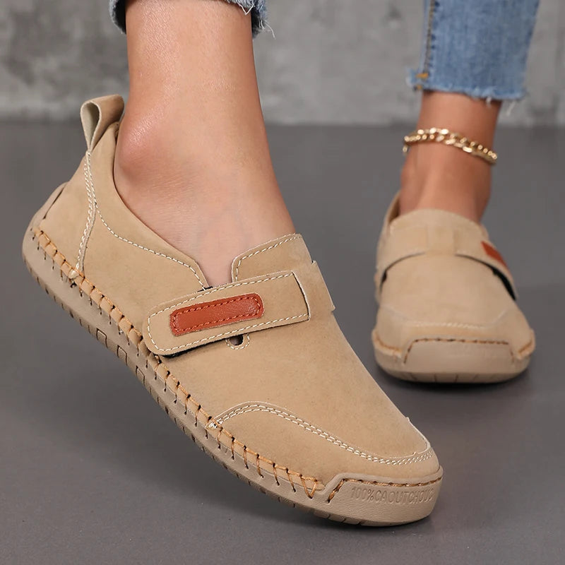 Handmade Leather Women Shoes Casual Comfortable Slip on Loafers Women Leather Shoes Moccasins Walking Shoes Summer Direct Sales