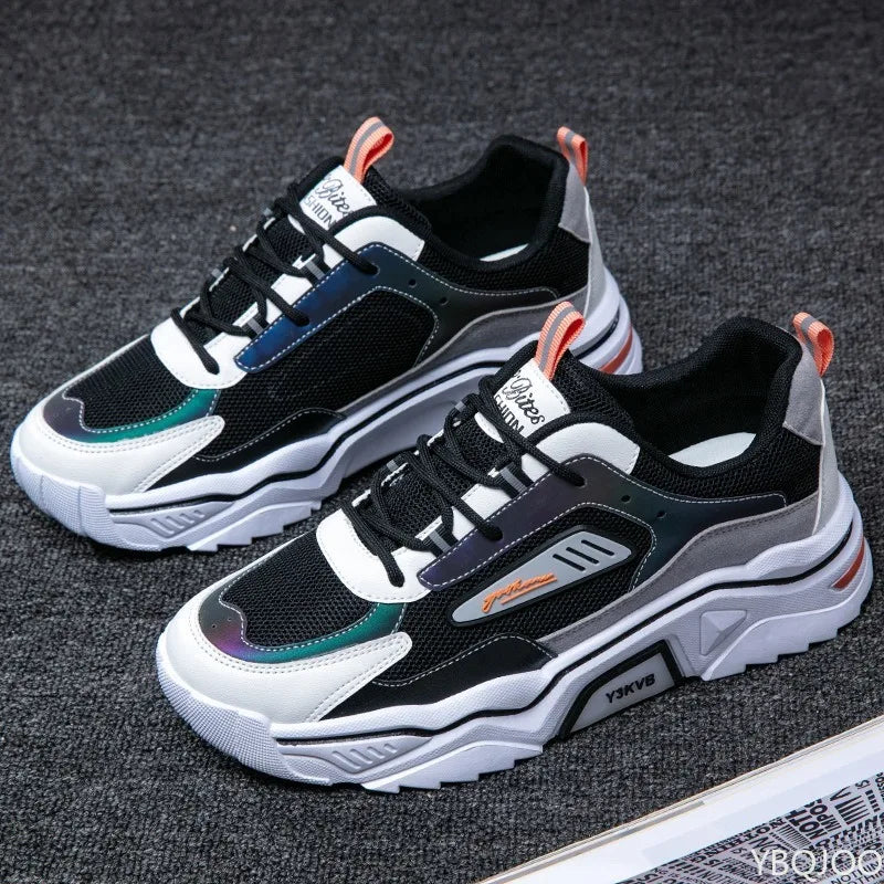 Men's shoes 2025 summer breathable mesh sports leisure teenagers heightening dad ins trendy shoes comfortable and handsome