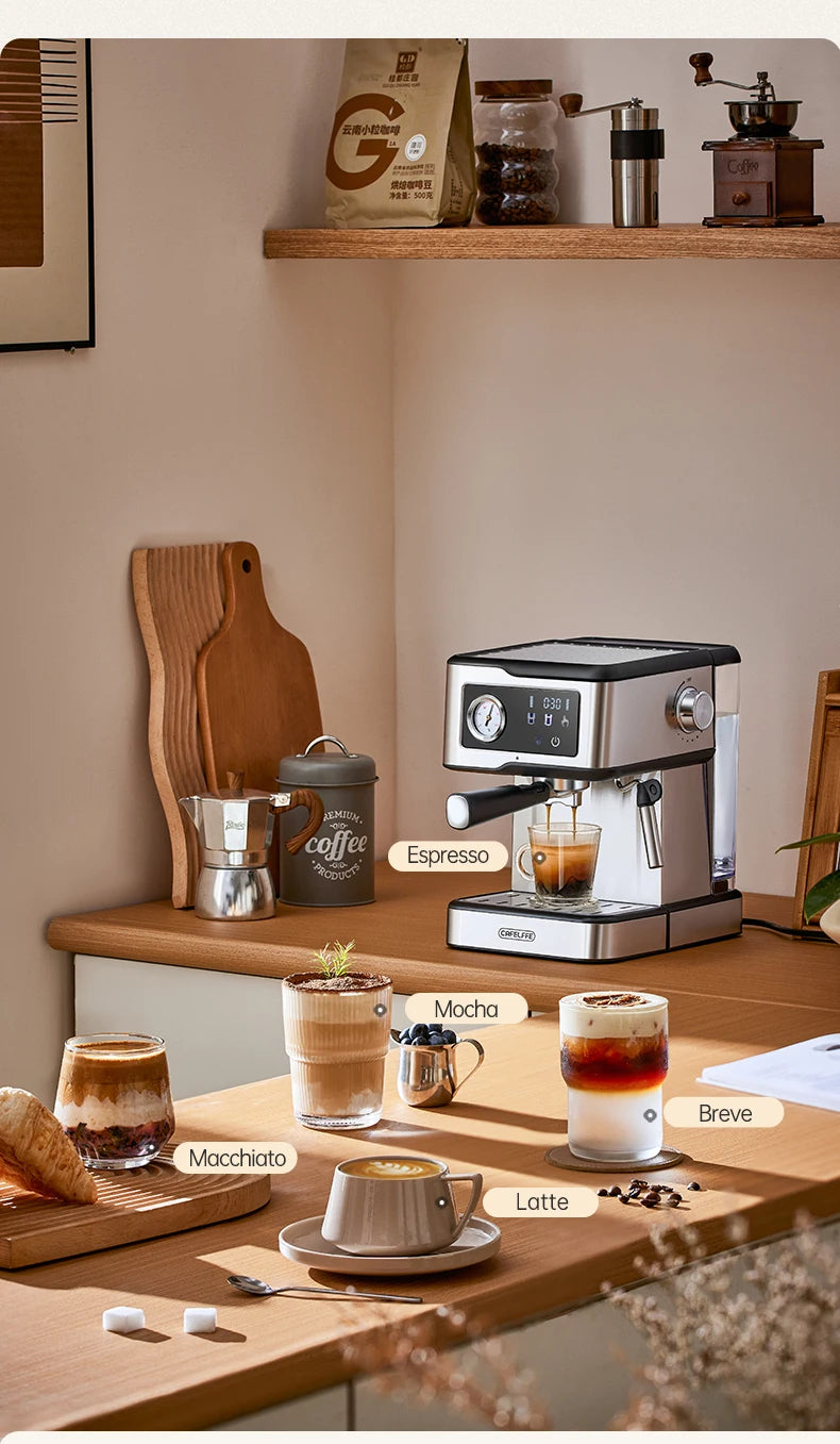 Cafelffe Espresso Machine 20Bar,Cappuccino Maker with Milk Frother Steam Wand,Coffee Maker,Semi-Automatic Cafetera present,Gift
