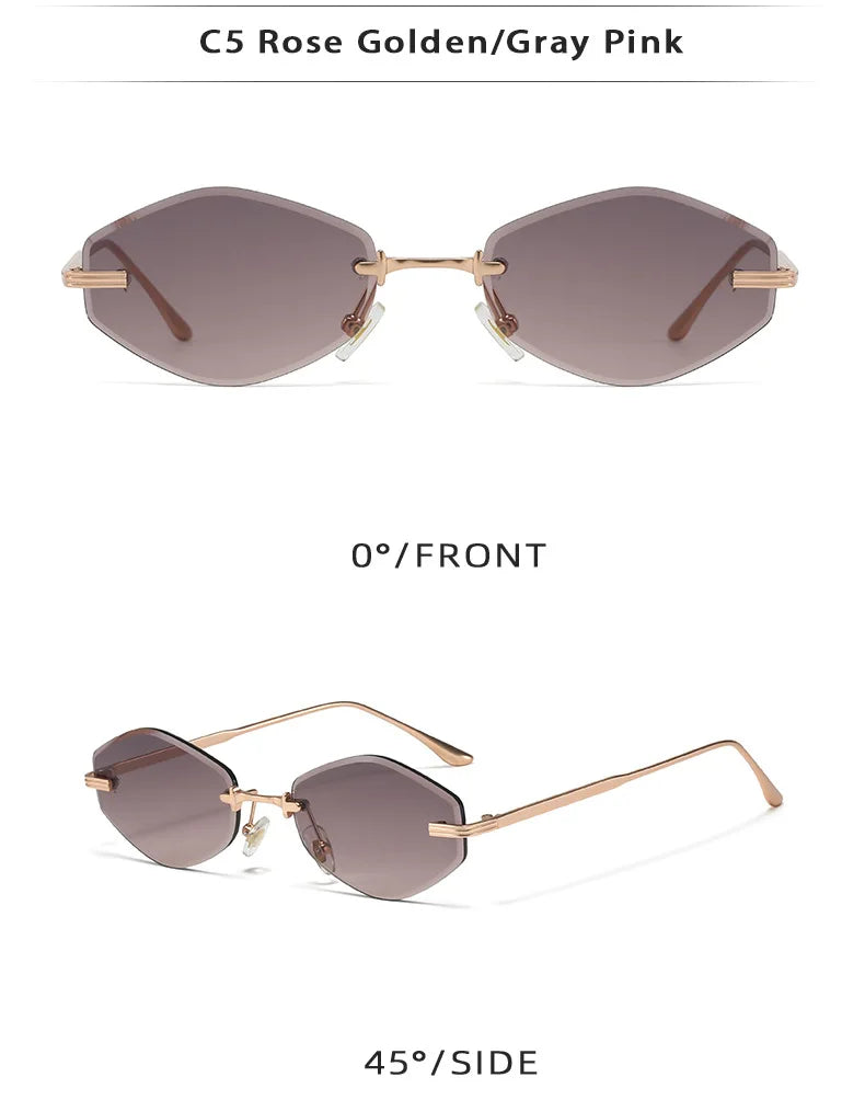 DDDLONG Retro Fashion Rimless Punk Y2k Sunglasses Women Men Sun Glasses Vintage UV400 Outdoor Shades D653