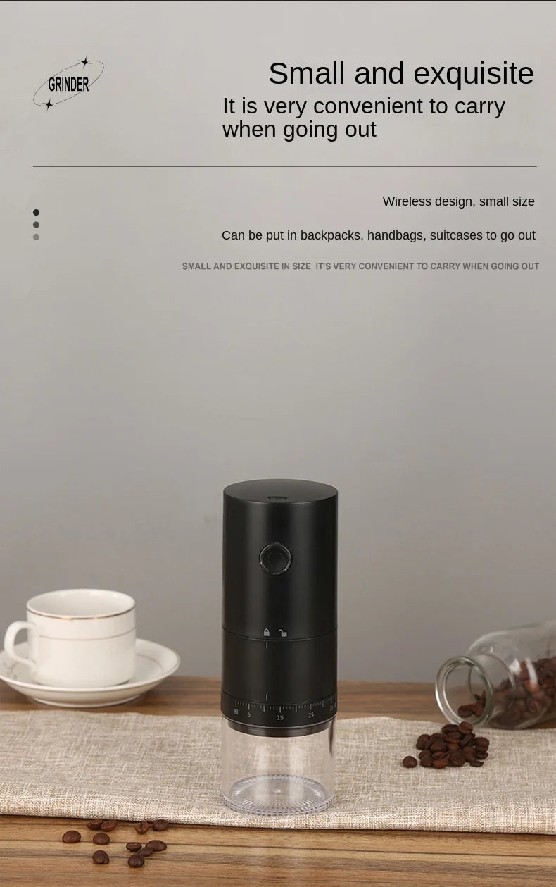 Electric Coffee Grinder 38 Gears Adjustment Ceramic Filter Long Battery Life One-Button Start Bean Grinder
