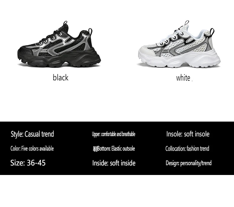 New Breathable Mesh Sports Shoes for Men in Summer, Trendy and Versatile Thick-soled Casual Running Shoes