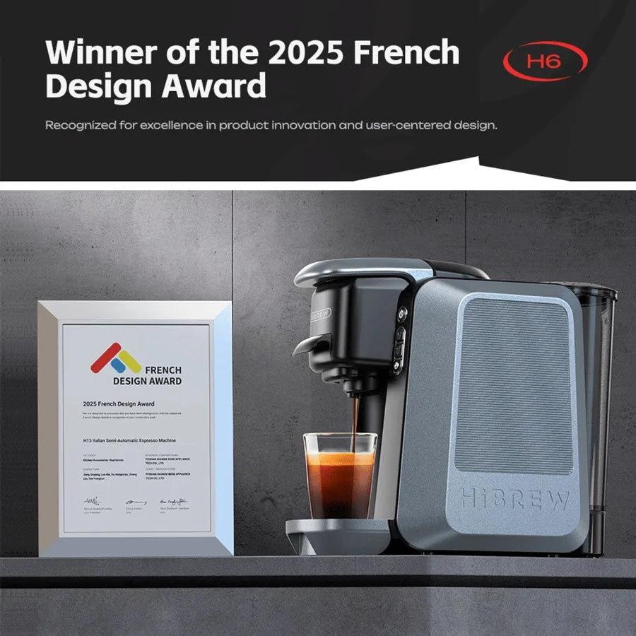 PSH6 Multi-Function Capsule Coffee Maker-Brews Red Tea Green Tea with 1450W Power 20Bar Pressure. Features 1.4mL Water Tank 50m