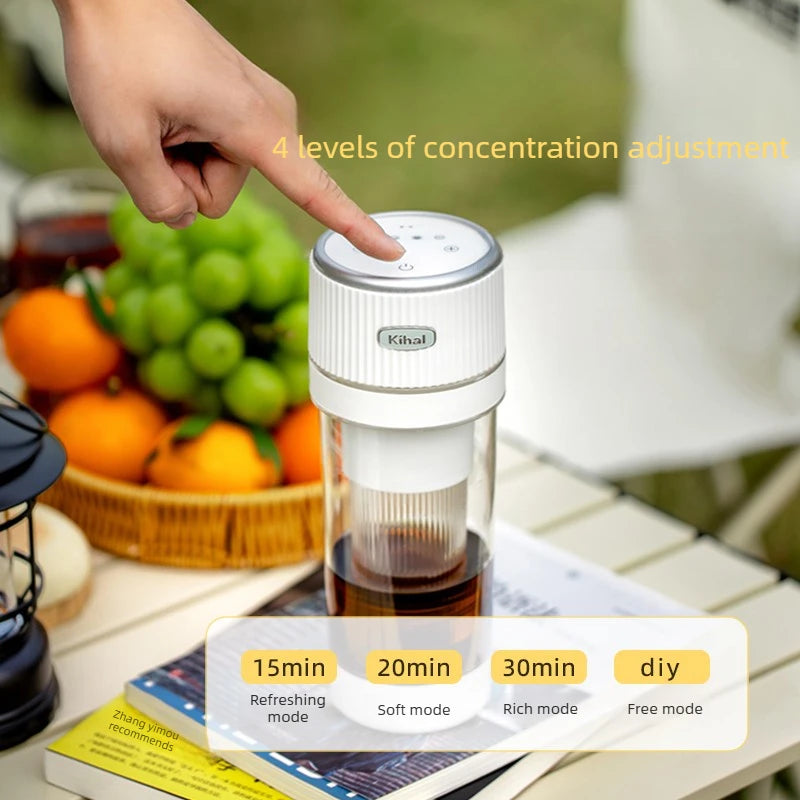 Portable Coffee Maker Cold Brew Cup American Flower Tea Automatic Extraction Office Outdoor Multi Mode Dual Pump Wireless