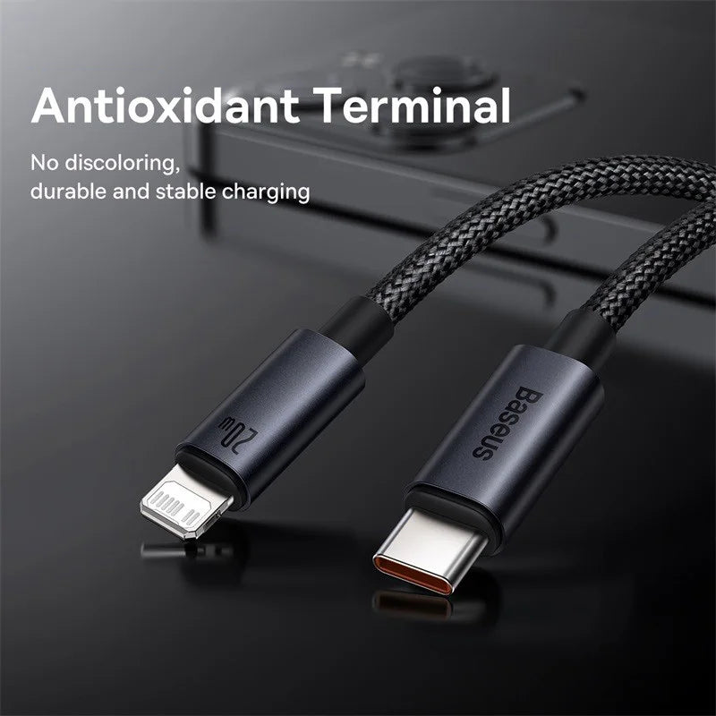 Baseus 20W USB C Cable For iPhone 14 13 12 11 Pro Max XS Xr Fast Charging Cable For iPhone iPad Wire Cord For iPad Macbook