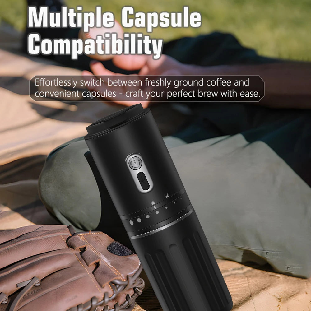 Wireless Electric Portable Espresso Coffee Machine for Car & Home Camping Coffee Maker 3-in-1 Capsule Powder Travel Coffee Maker