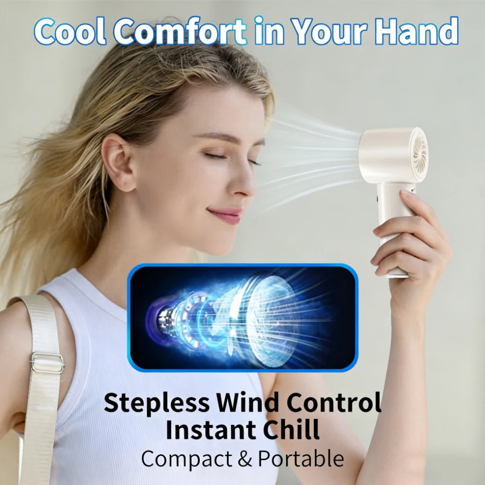Outdoor Portable Mini Fan Handheld Fan with LED Display Semiconductor Refrigeration 100 Wind Speeds USB Rechargeable Battery Fan