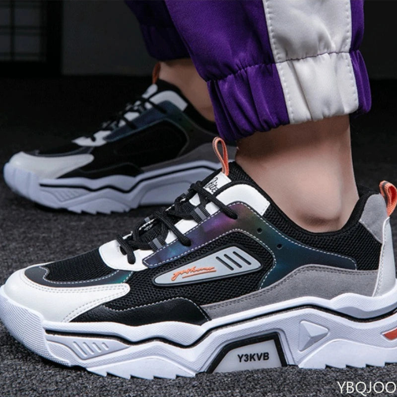 Men's shoes 2025 summer breathable mesh sports leisure teenagers heightening dad ins trendy shoes comfortable and handsome