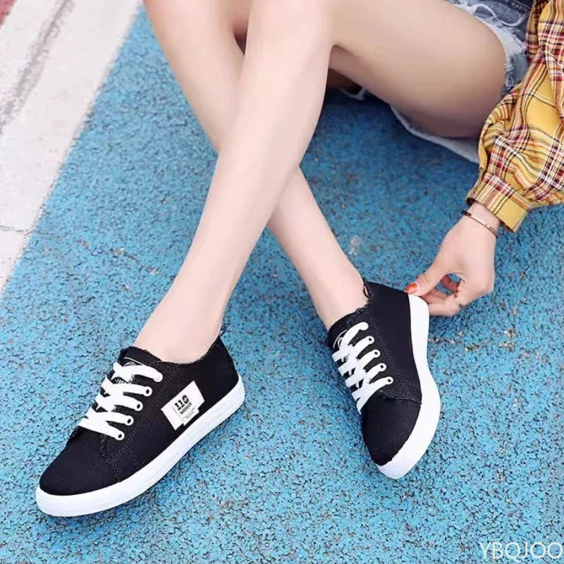 Ladies Versatile Canvas Shoes New Casual Comfort Shoes Student White Sports Flat Fashion Light Women's Sneakers Zapatos Mujer