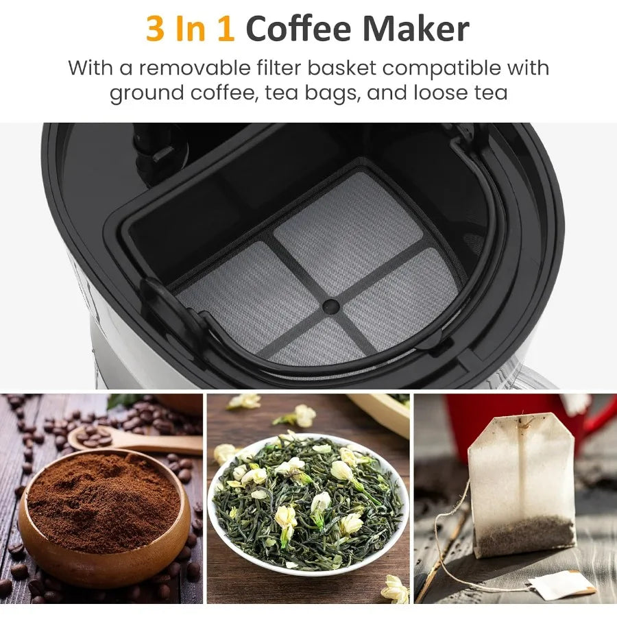 Iced Coffee and Tea Maker with Reusable Coffee Filter and Portable 20oz Double Insulated Cups Single Serve Machine for Home Str
