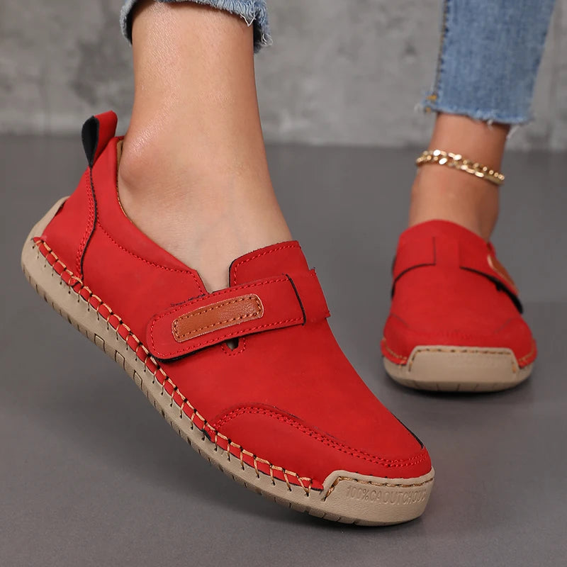 Handmade Leather Women Shoes Casual Comfortable Slip on Loafers Women Leather Shoes Moccasins Walking Shoes Summer Direct Sales