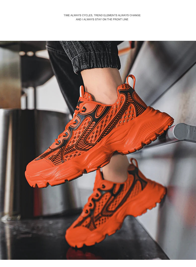 New Breathable Mesh Sports Shoes for Men in Summer, Trendy and Versatile Thick-soled Casual Running Shoes