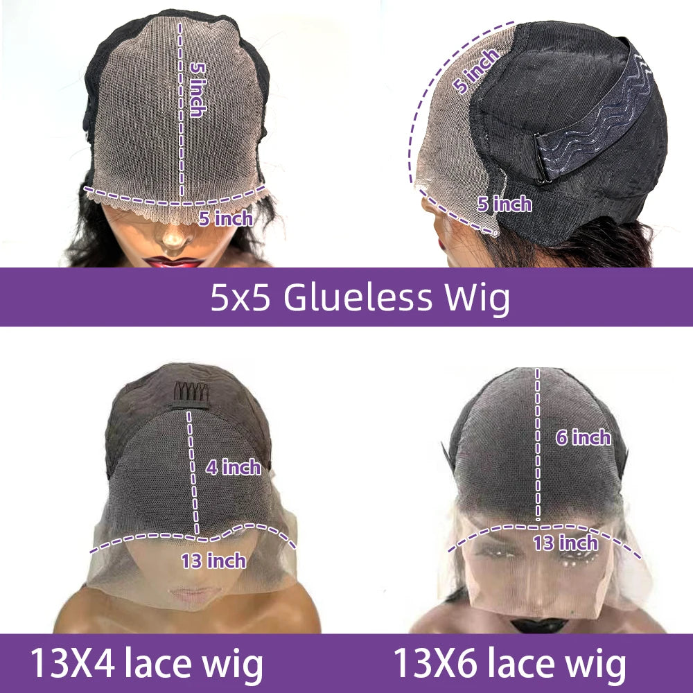 40 42 Inch 13x6 HD Transparent Bone Straight Lace Front Wigs 250% Brazilian Human Hair Wigs 5x5 Glueless Lace Closure Wigs