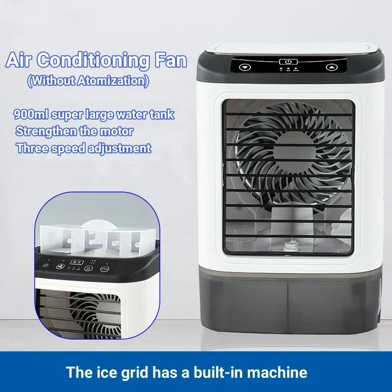 2026 New Air Conditioner Portable Fan Desktop Dual Spray Ultrasonic Atomization 3-Speed Mute Air Cooler Night Light Electric Fan