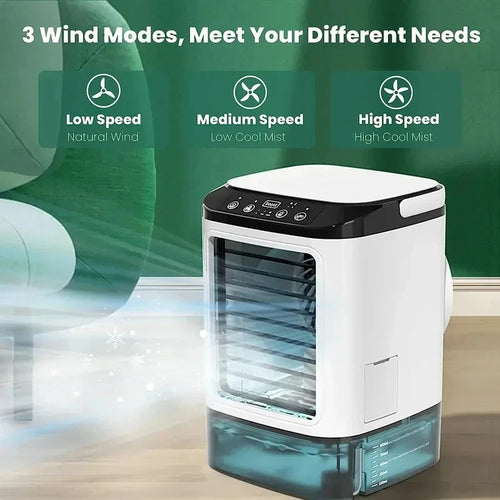 2026 New Air Conditioner Portable Fan Desktop Dual Spray Ultrasonic Atomization 3-Speed Mute Air Cooler Night Light Electric Fan