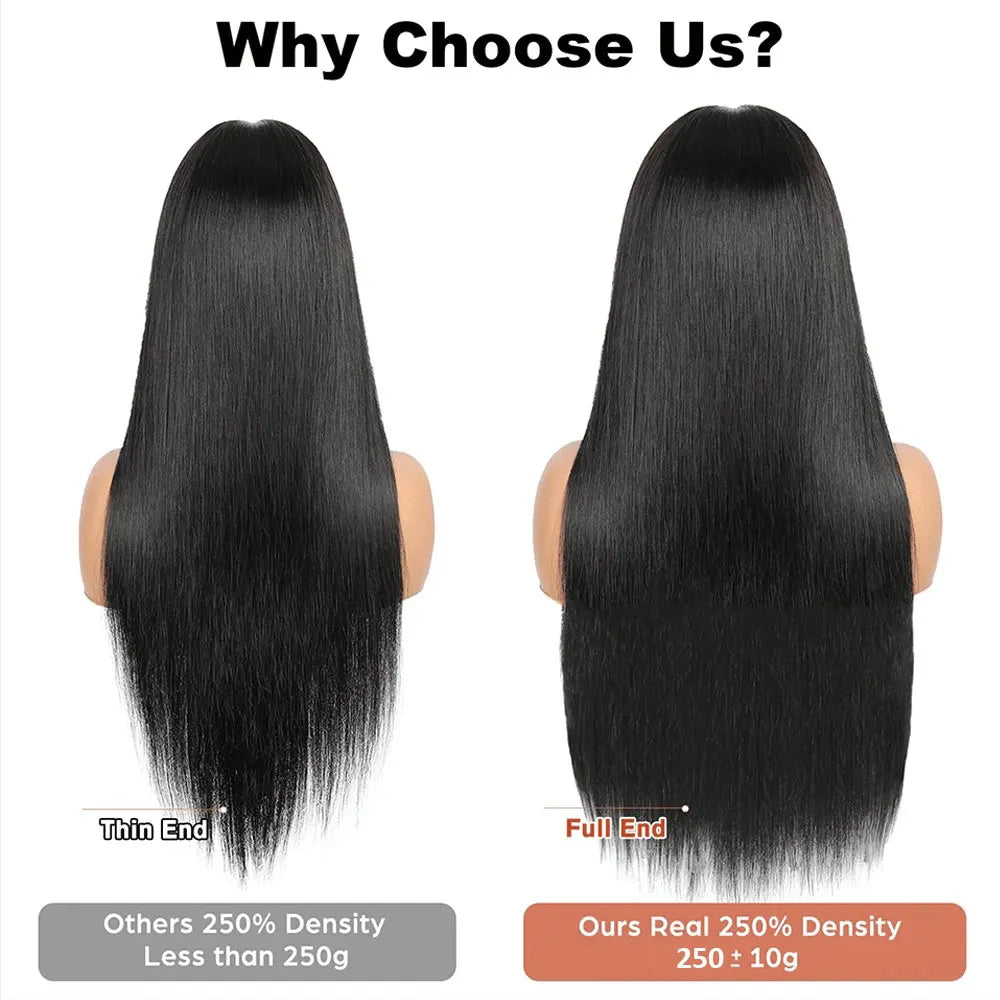 40 42 Inch 13x6 HD Transparent Bone Straight Lace Front Wigs 250% Brazilian Human Hair Wigs 5x5 Glueless Lace Closure Wigs