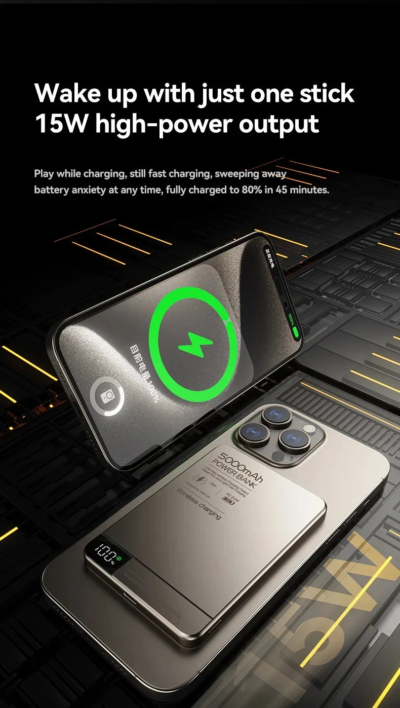 Oneplus 50000mah Magnetic Wireless Power Bank Digital Display Pd 22.5w Fast Charger External Battery For Magsafe For Iphone