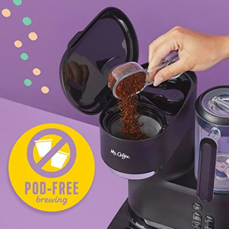 3-in-1 Single-Serve Iced and Hot Coffee/Tea Maker with Blender Reusable Filter Scoop Recipe Book 2 Tumblers Lids and Straws Bla