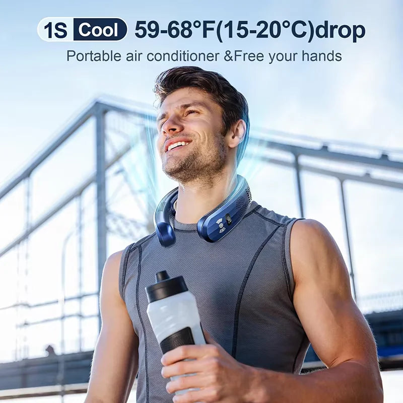 New Hanging Neck Fan Wearable Air Conditioner USB Rechargeable Portable 3 Refrigeration Mute 6000mAh Outdoor Summer Cooler Fans