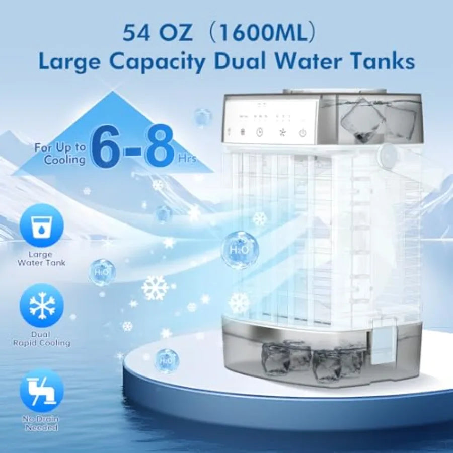 Portable Air Conditioners 1000ml Portable AC Unit with Remote Control Powerful 3 Speeds 7 Colors LED Evaporative Air Cooler wit
