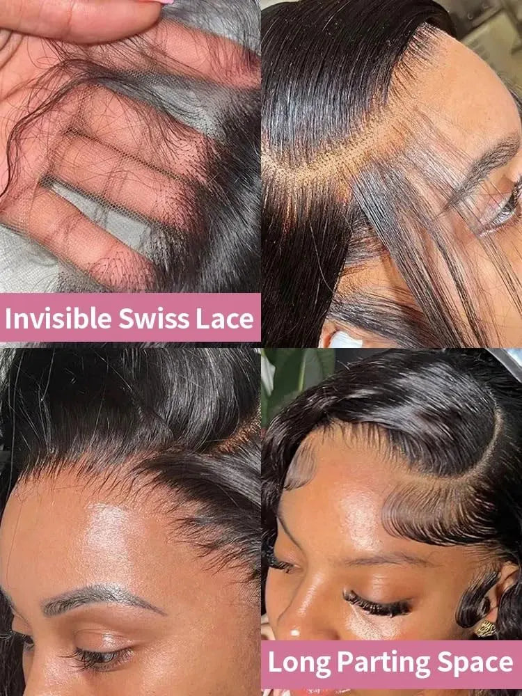 40 42 Inch 13x6 HD Transparent Bone Straight Lace Front Wigs 250% Brazilian Human Hair Wigs 5x5 Glueless Lace Closure Wigs