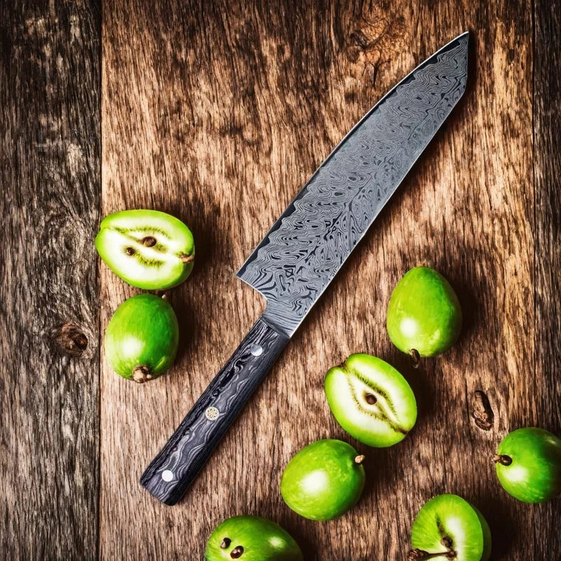 DamascusPattern Chef Knife Kitchen Knives Pattern Sharp Japanese Santoku Knife Cleaver Slicing Knife Solid Wood Handle Cuchillos