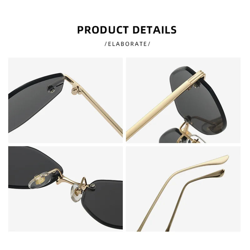 DDDLONG Retro Fashion Rimless Punk Y2k Sunglasses Women Men Sun Glasses Vintage UV400 Outdoor Shades D653