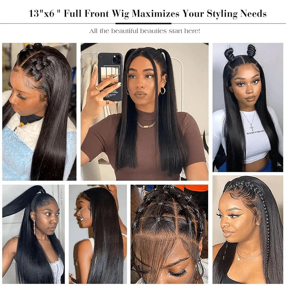 40 42 Inch 13x6 HD Transparent Bone Straight Lace Front Wigs 250% Brazilian Human Hair Wigs 5x5 Glueless Lace Closure Wigs