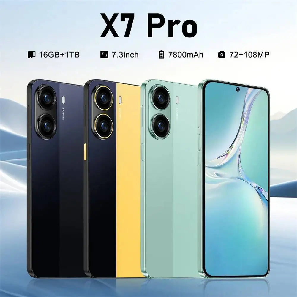 2026 Hot X7 Pro 7.3 Inch 7800Mah Battery Global Edition Original Smart Dual Card 22GB+2TB Android Facial Recognition Function