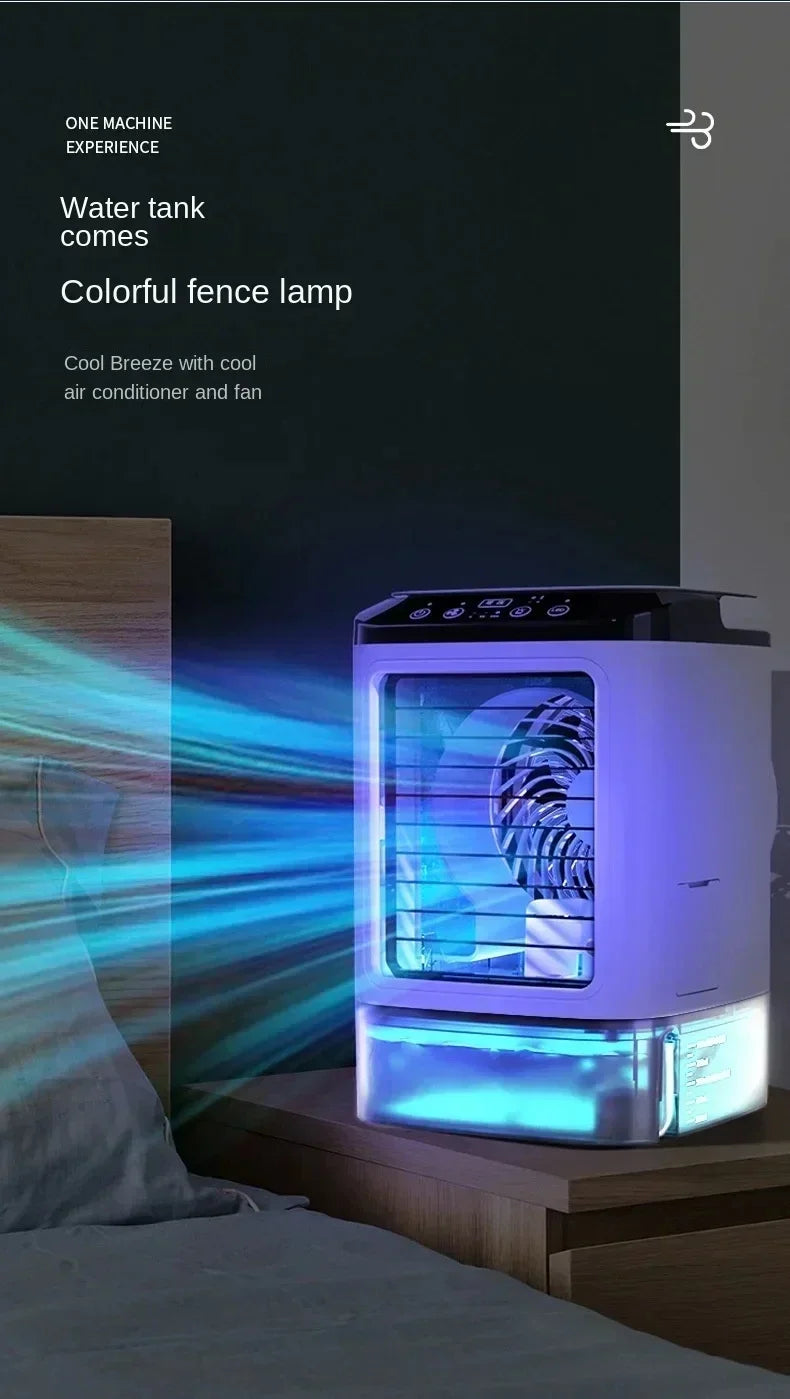 2026 New Air Conditioner Portable Fan Desktop Dual Spray Ultrasonic Atomization 3-Speed Mute Air Cooler Night Light Electric Fan