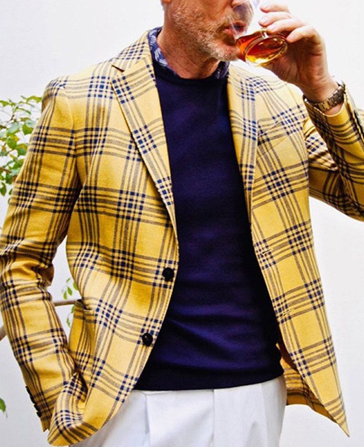 Business-Casual Printed Blazer With Double Buttons