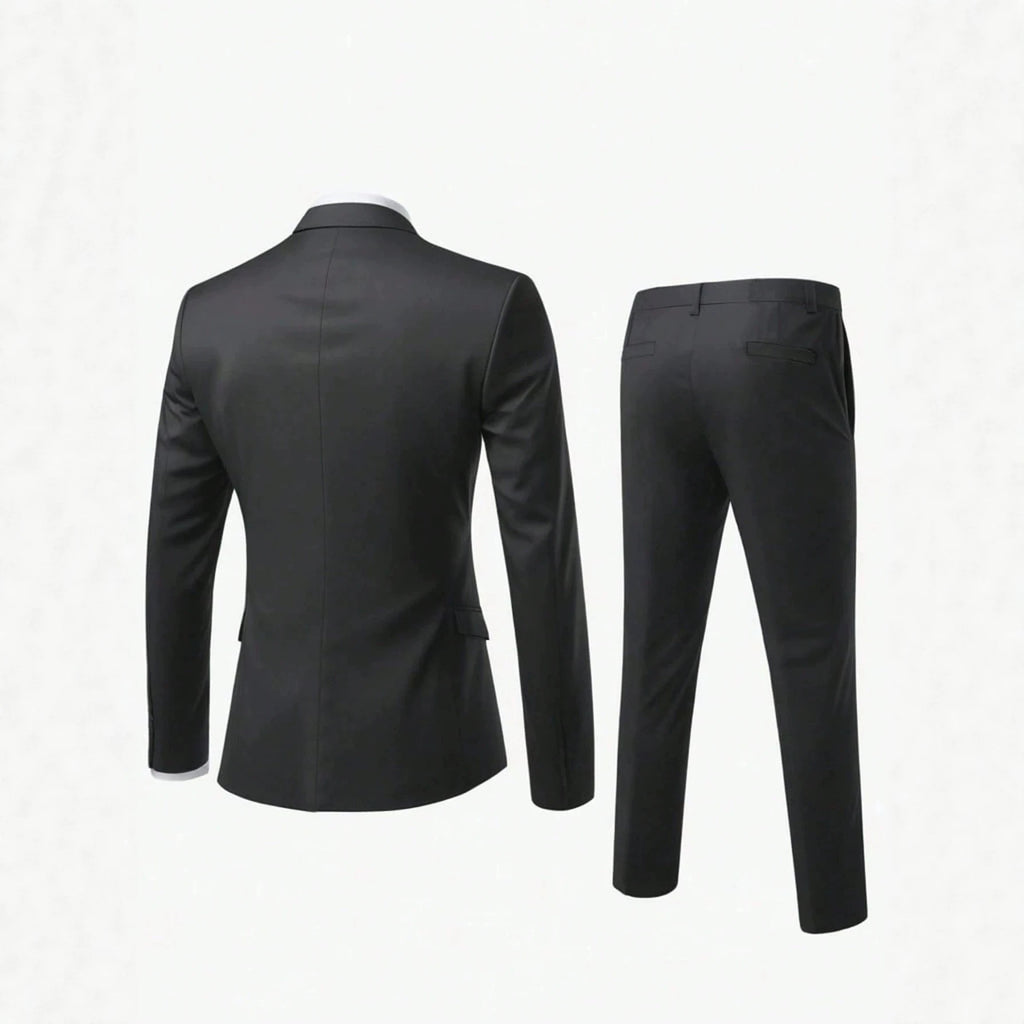 Mens Solid-Colored Suit Formal Gentlemans Suit Set