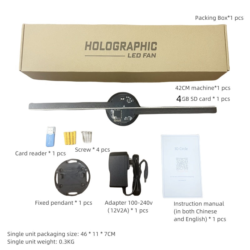 Led Luminous Sign Light Holographic Projector Diy Fan Screen Video Picture 3d Holographic Light Holiday Decoration